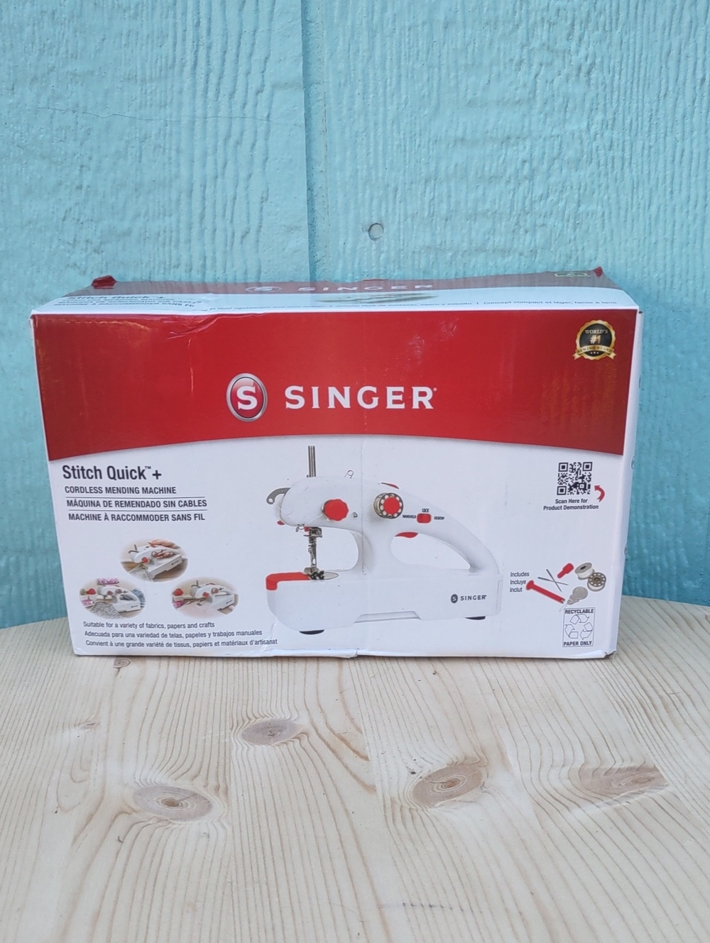 Stitch Quick+ Cordless Sewing Machine - White and Red